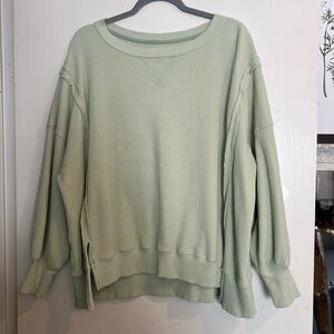 American Eagle Outfitters Light Green Waffle Knit Top